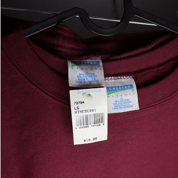 Vintage Deadstock Mervyn’s Cheetah Wineberry Sweatsuit Set L/XL USA - Picture 4 of 4